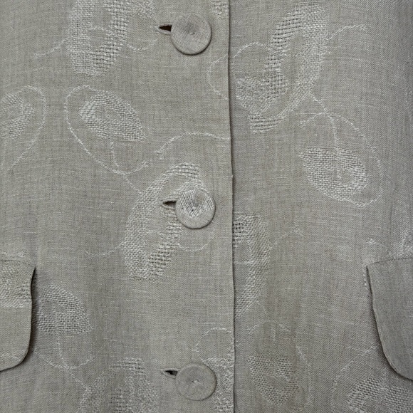 Eileen Fisher Linen Jacquard Embroidered Minimalist Long Jacket / Coat - L - Picture 5 of 16